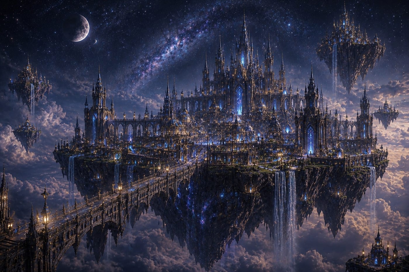 A luminous city floating above Aurelion's cloud sea